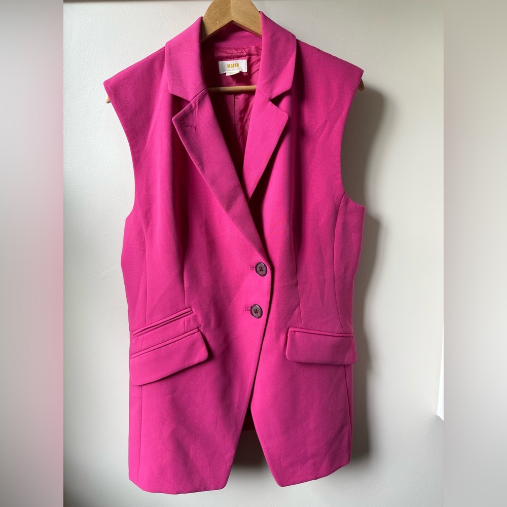 MAEVE ANTHROPOLOGIE Tailored City Vest Oversized Pink Career Office Classic M